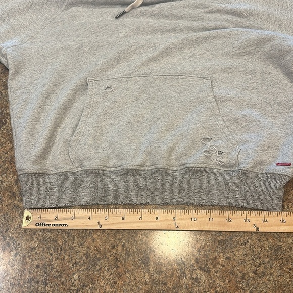 n : PHILANTHROPY Distressed Hoodie Size Large Gray Kangaroo Pocket - Picture 16 of 16